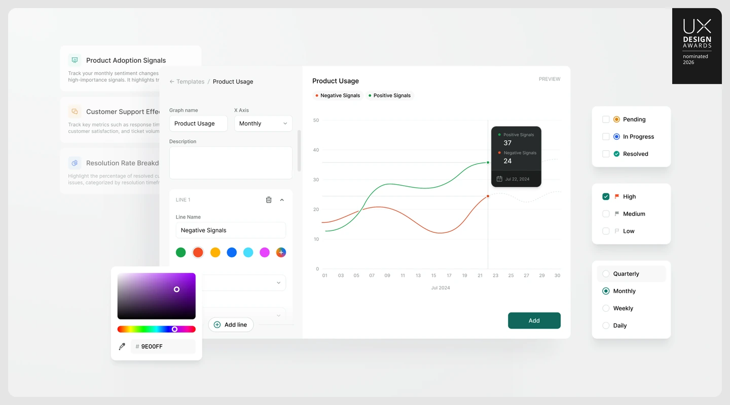 BackEngine chart builder with&nbsp;independent line filters, colors, frequency controls, and&nbsp;a&nbsp;live preview