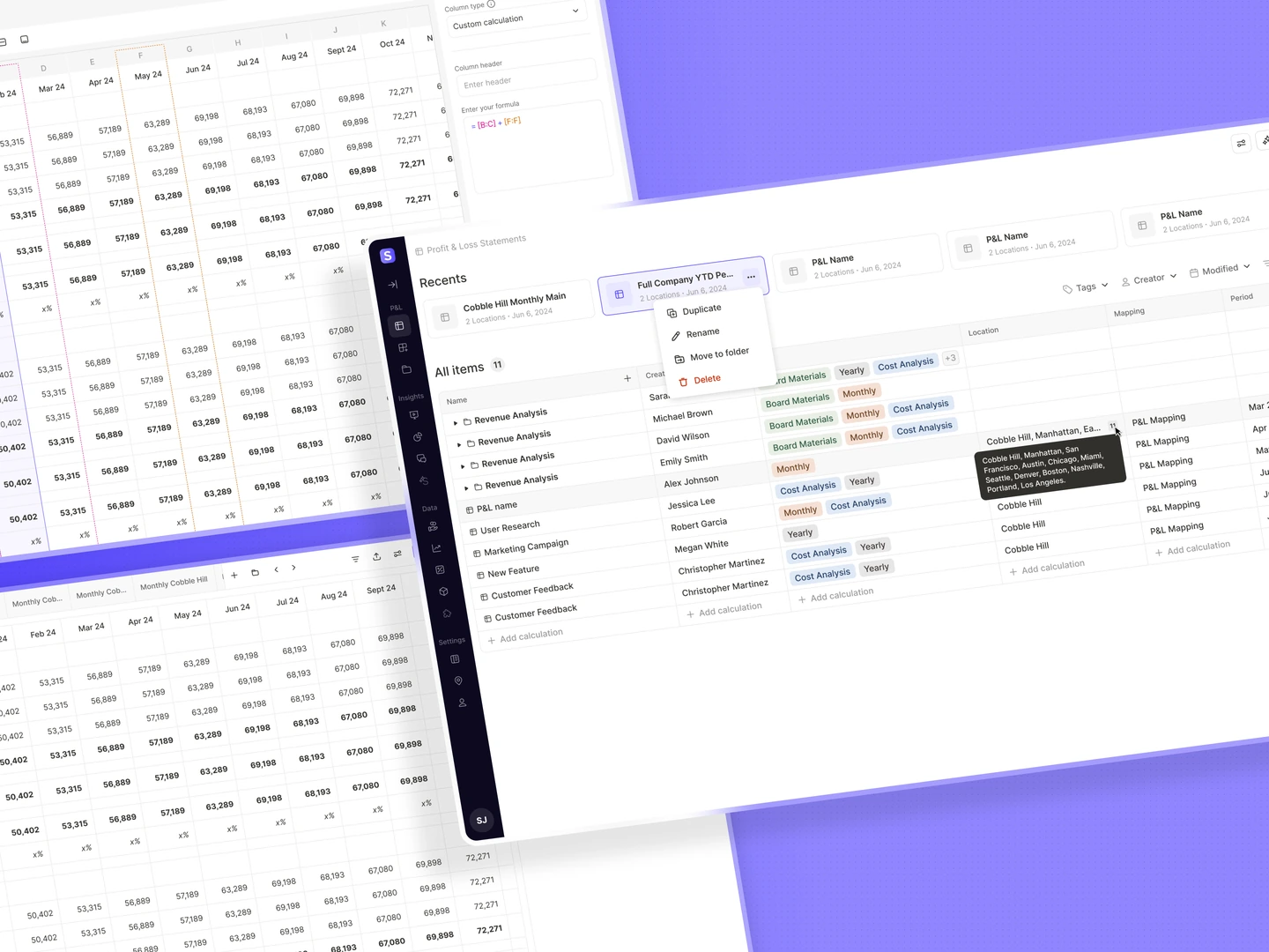 Sitelevel report library, financial tables, and&nbsp;controls for&nbsp;organizing reports by&nbsp;location