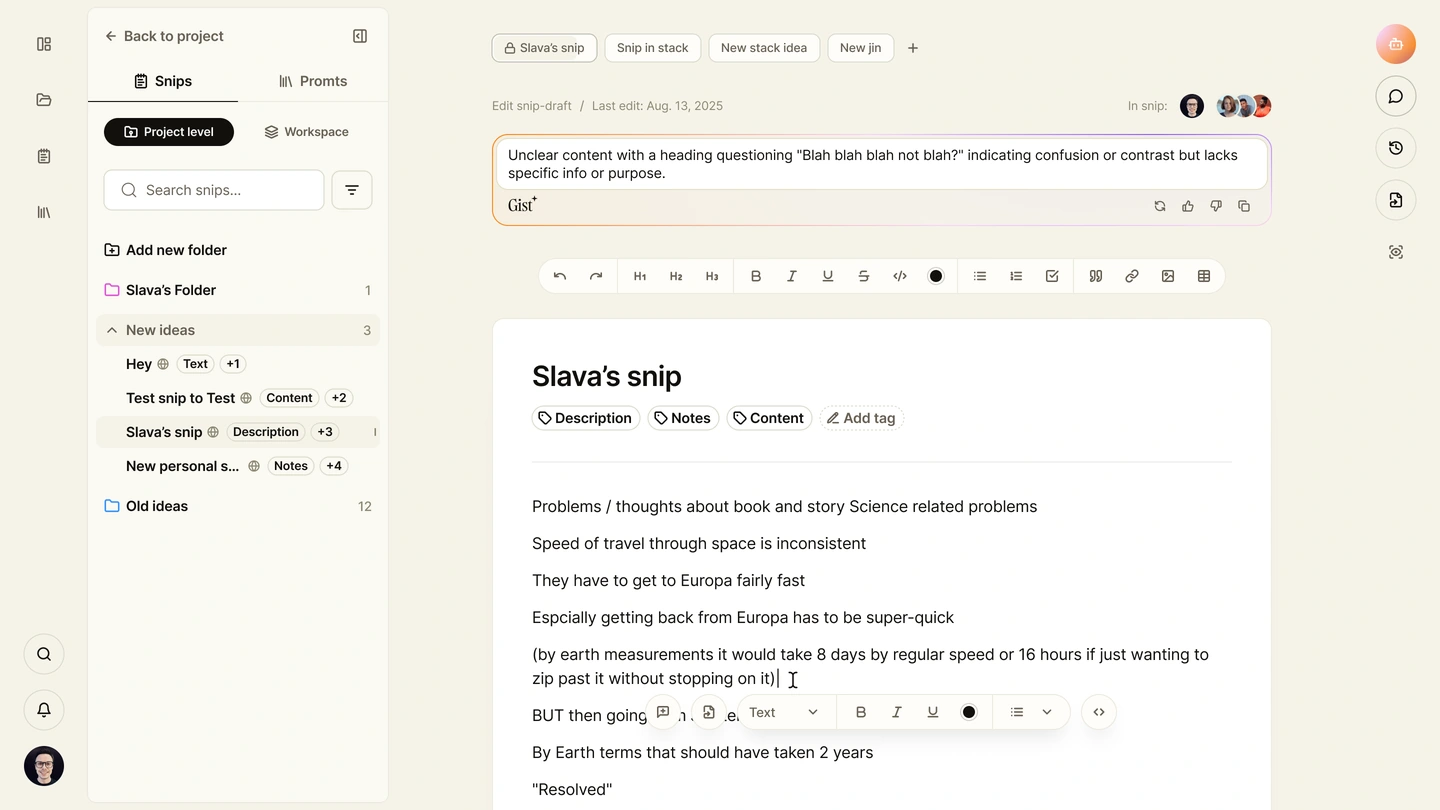 Synthweave text editor with&nbsp;formatting toolbar, selected text controls, document tabs, and&nbsp;project navigation