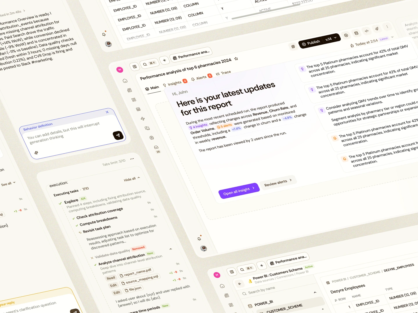 Terrabase report updates, AI execution steps, and&nbsp;source data previews