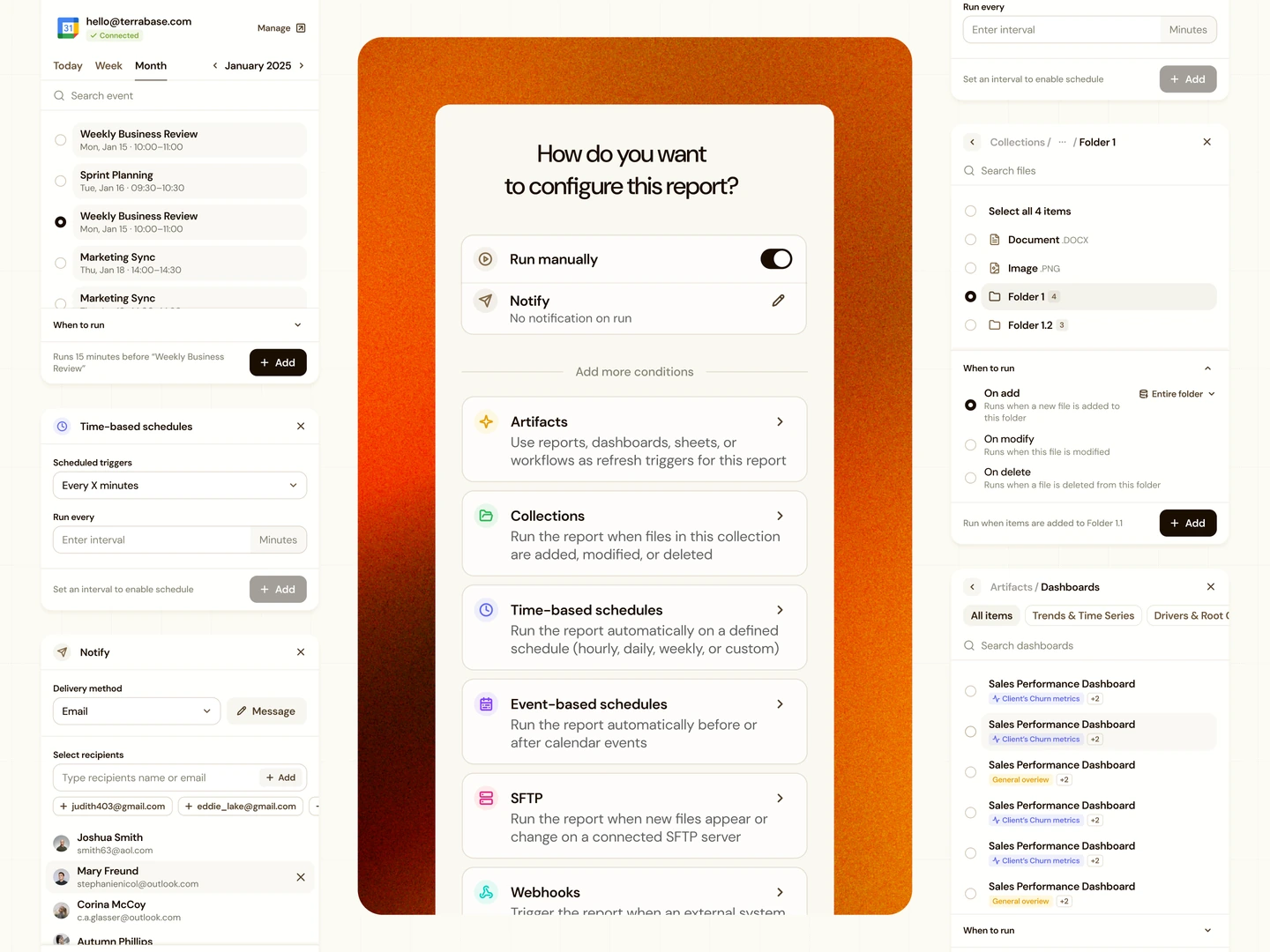 Refresh configuration with&nbsp;scheduled, calendar, file, artifact, and&nbsp;notification settings